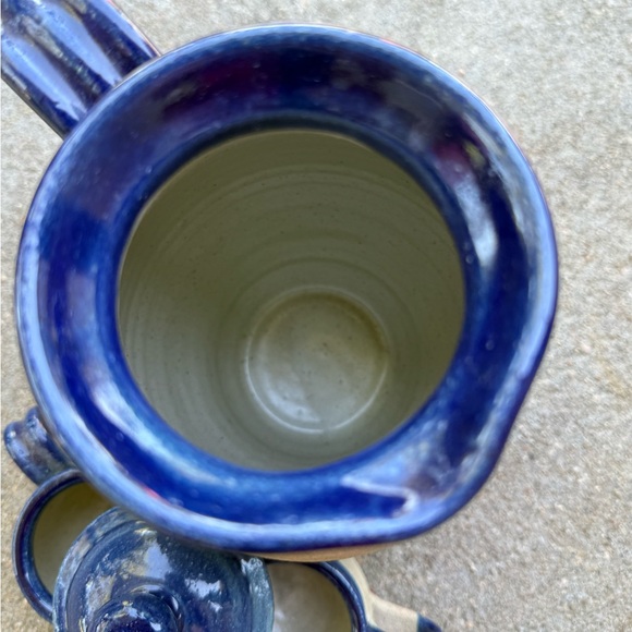 Handcrafted Ceramic Vase and two small cups with Blue Accents - Picture 11 of 16